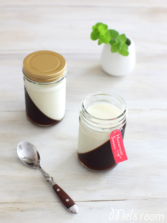 簡単時短お菓子レシピ　斜め　　２層　コーヒーミルクゼリー　　coffee jelly
