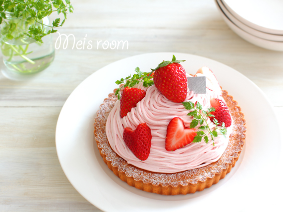 苺のモンブランタルト18cm　簡単お菓子レシピ　strawberry-tart-recipe　