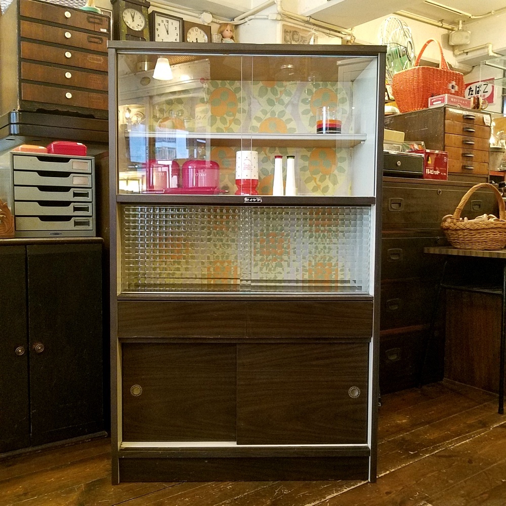 昭和レトロポップな食器棚/水屋 （ガラスキャビネット） [Sold Out]過去の販売商品
